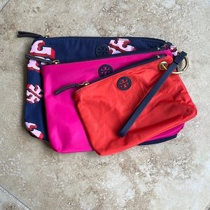 Tory Burch trio nylon pouch wristlet set of 3